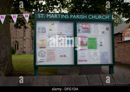 St. Martin`s Church notice board, Desford, Leicestershire, England, UK Stock Photo